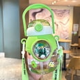 thumbnail image 1 of Cute Straw Cup, High-Value Universal Strap Children's Water Bottle, Space Capsule Plastic Cup, Large Capacity Kettle - 1PC Green, 1 of 3