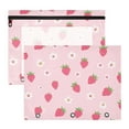thumbnail image 1 of Cute Strawberries Small Daisies 3-Ring Binder Pouches A4 Size Zipper Pocket File Storage 2 Packs, 1 of 6