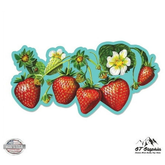 Cute Strawberries Summer Garden - 12" Vinyl Sticker Waterproof Decal