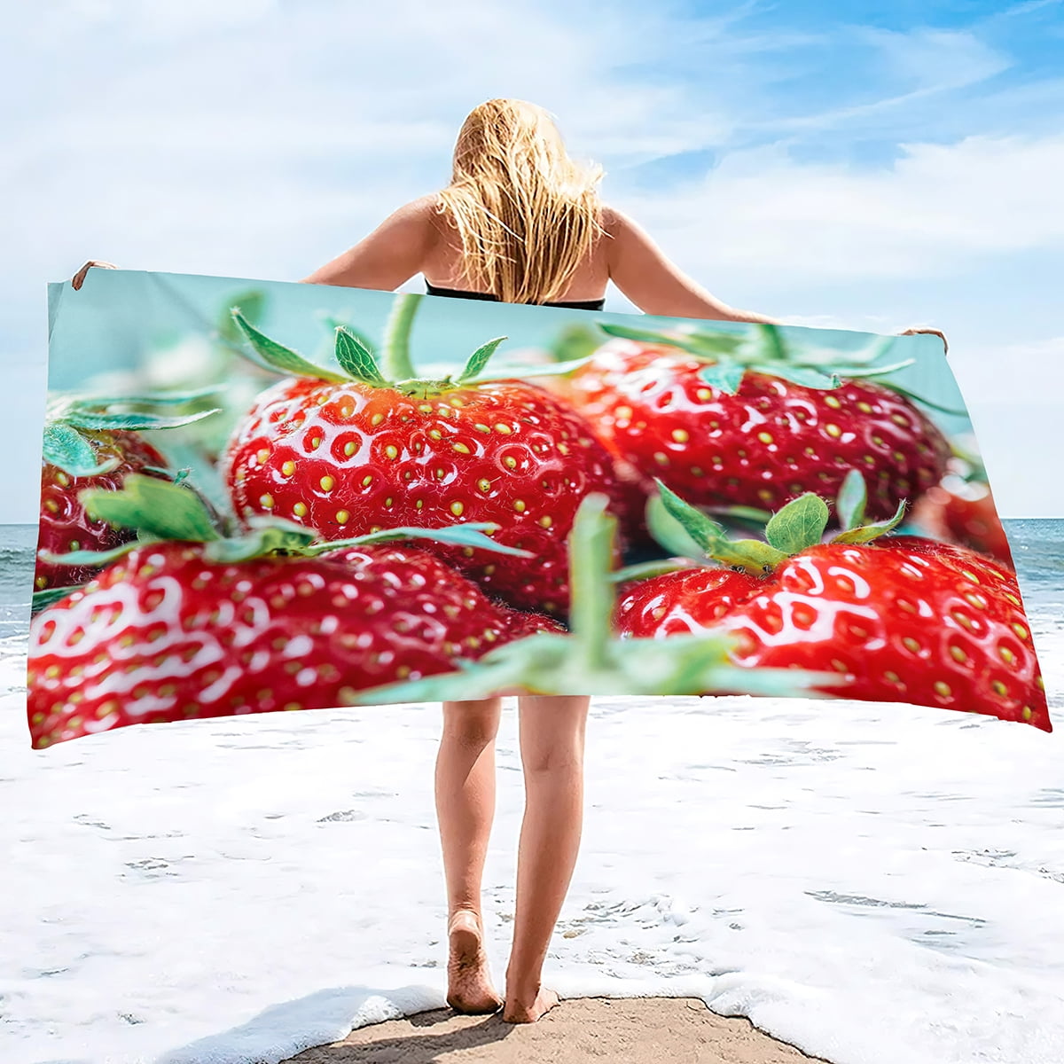 Cute Strawberry Beach Towels for Kids Girls Women Bath Swim Gym Shower