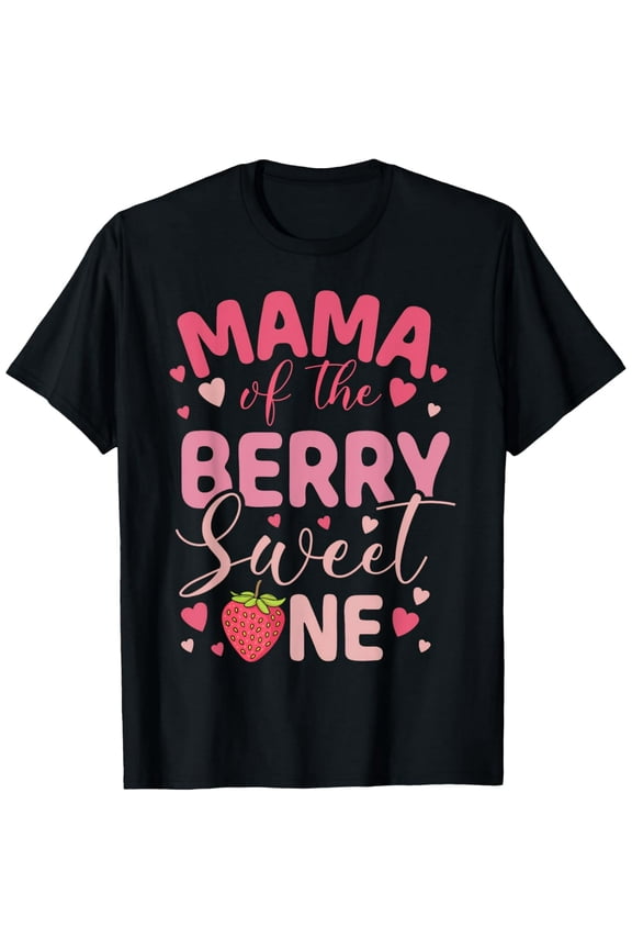 Cute Strawberry Berry Sweet One Mama Women Short Sleeve Graphic Tee