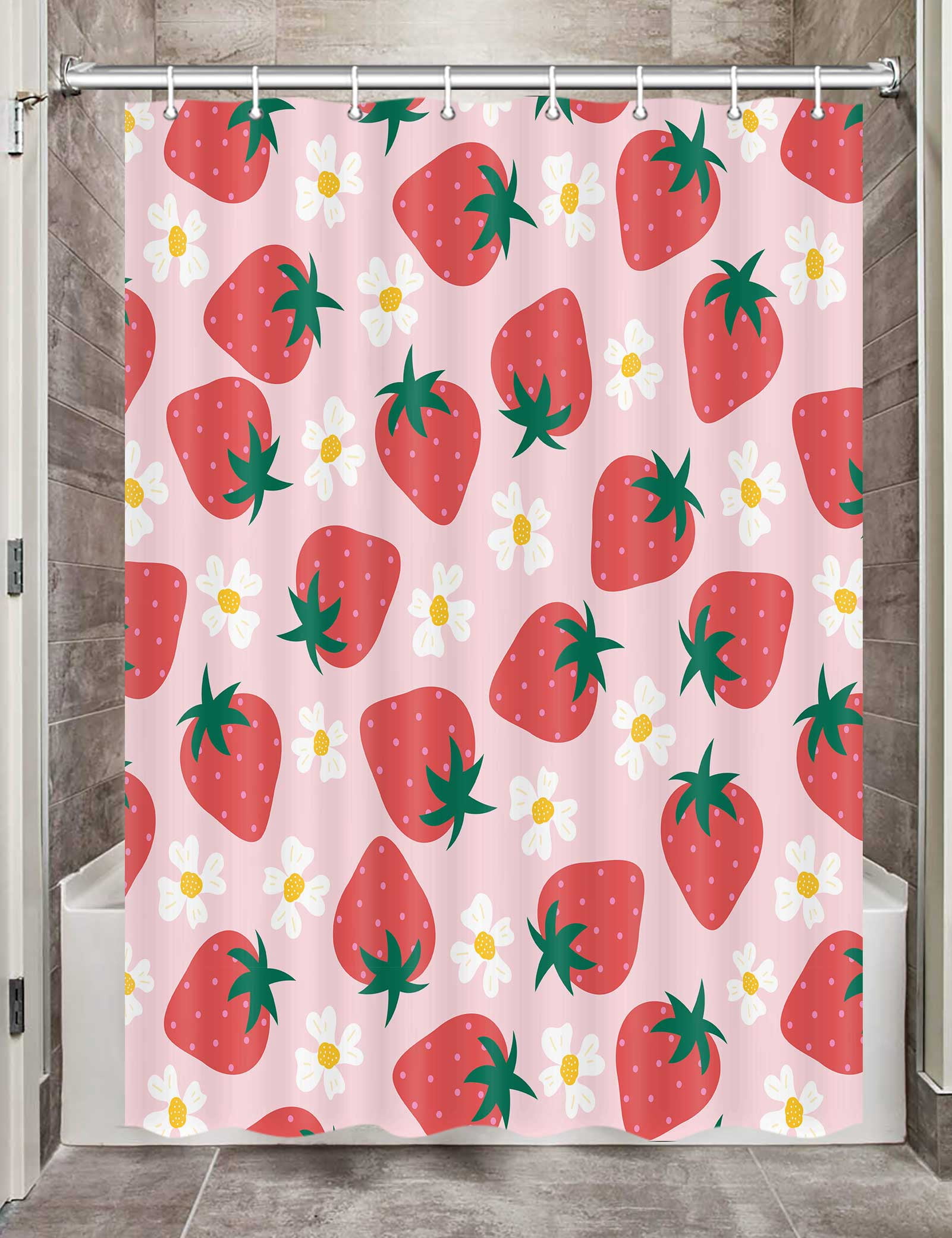 Cute Strawberry Camper RV Shower Curtain for Travel Trailer Bathroom ...