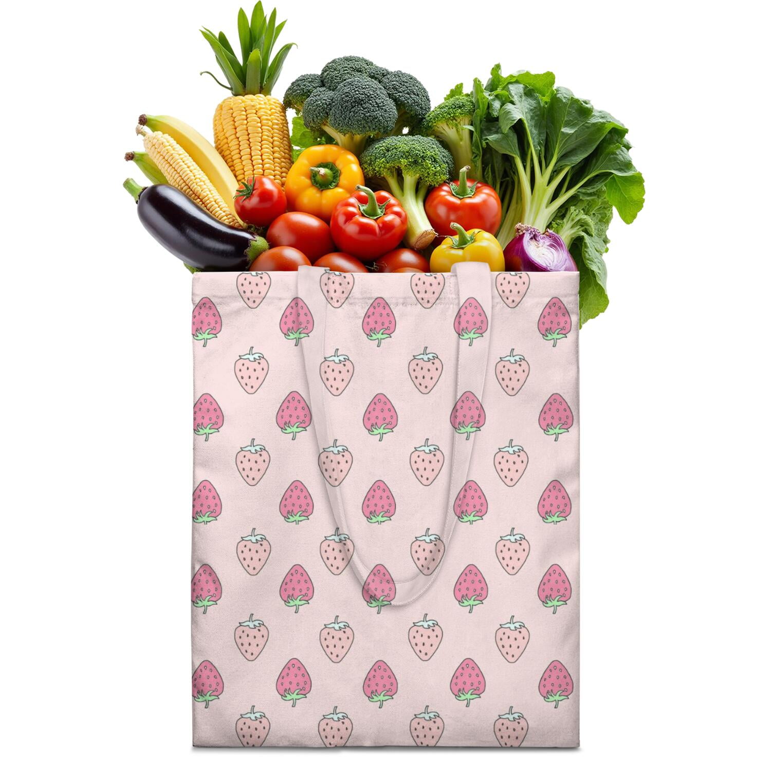 Strawberry Canvas Tote Bag – Reusable Grocery & Shopping Bag For Women - View #12