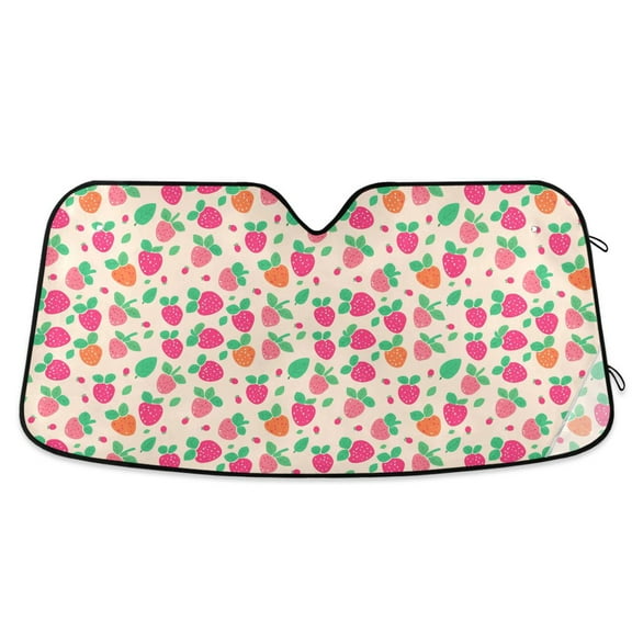 Cute Strawberry Car Windshield Sun Shade Foldable Car Front Window Visor Heat and UV Protection 53x23.5