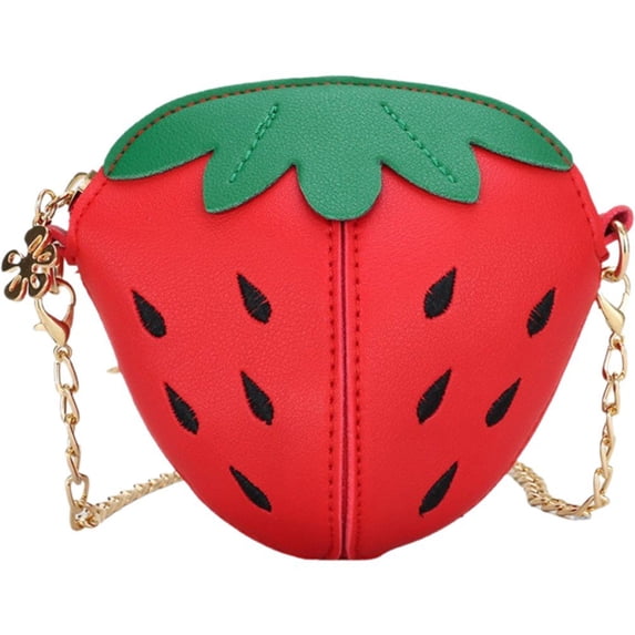 Cute Strawberry Crossbody Bags Simple Coin Bag Lovely Strawberry Shaped Shoulder Bag