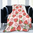 thumbnail image 1 of Cute Strawberry Flower Pink Blanket, Soft Blankets Flannel Bed Throw Cozy Lightweight Plush Gifts for Women Girls Kids Sofa Couch Bedroom Living Rooms Warm All Season, Home Decor, 60"x50", 1 of 6