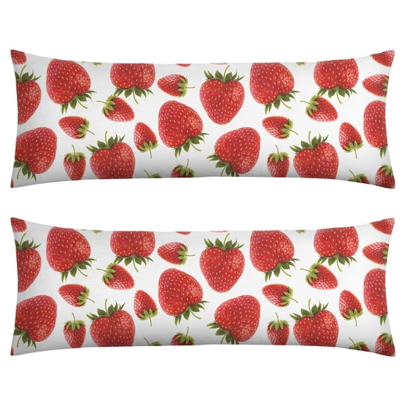 Cute Strawberry Flowers Body Pillow Case - 20x54 Inch Long Pillow Cover with Hidden Zipper - Soft Machine Washable Full Length Support