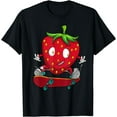 thumbnail image 1 of Cute Strawberry For Men Women Farm Fruit Lover Skateboard T-Shirt Black X-Large, 1 of 4