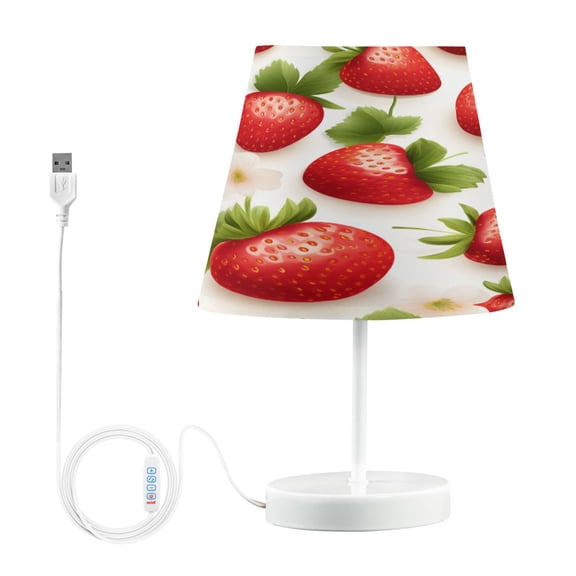 Cute Strawberry Fruits Desk Lamp LED Table Nightstand Lamps with 3 Color Temperatures for Home Bedroom Living Room Decor 8x12