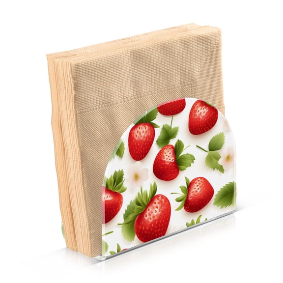 Cute Strawberry Fruits Napkin Holder for Table Acrylic Clear Tissue Dispenser Stand Kitchen Dining Bar Tabletop Picnic Restaurant Decor