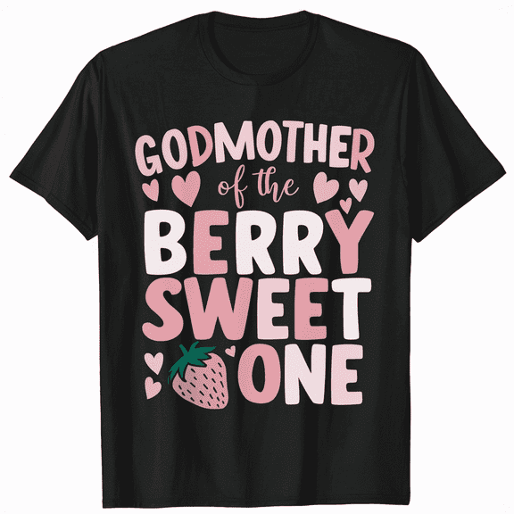 Cute Strawberry Godmother Family Party Women Short Sleeve Graphic Tee