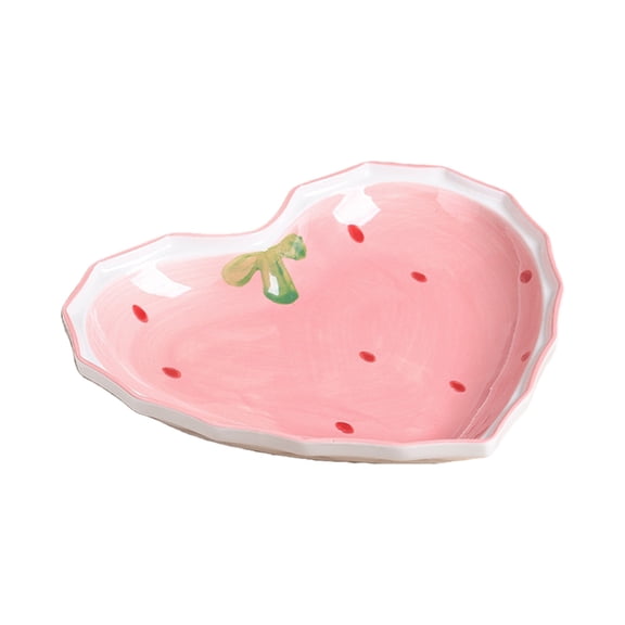 Cute Strawberry Heart Shape Bowl Plate Ceramic Dinnerware Gift for Gatherings