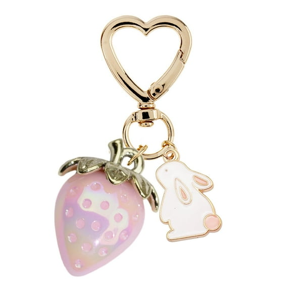 Cute Strawberry Keychain,Bag Charms,Kawaii Heart Flower Daisy Key chains Accessories Decor for Girls Purse Gift