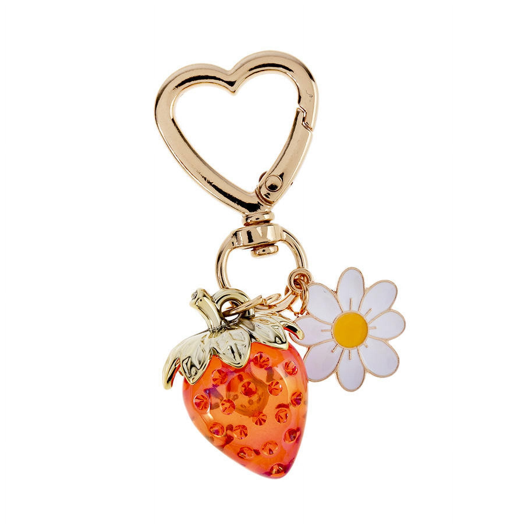 Jusen Agromusk Strawberry Keychain - Cute Heart Design With Pearl, Gift For Women & Girls - View #2