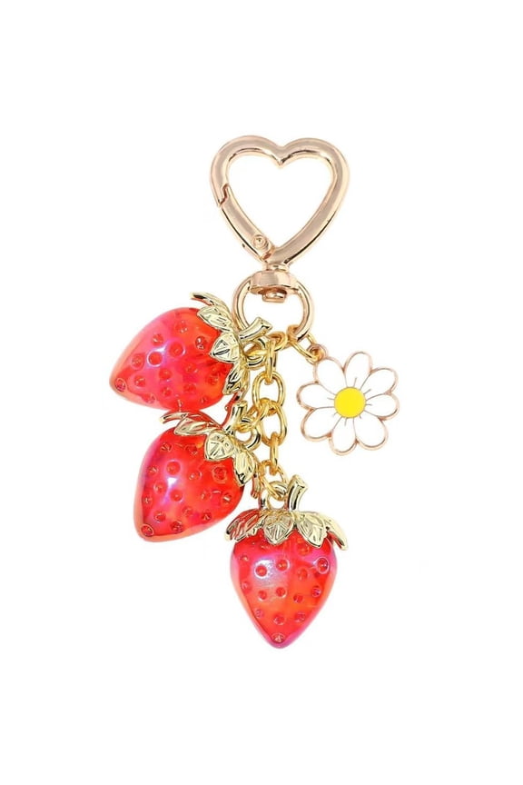 Cute Strawberry Keychains, Strawberry Bag Charm for Purse, Kawaii Strawberries Accessories for Women Gril Handbag Zipper Pull Gift