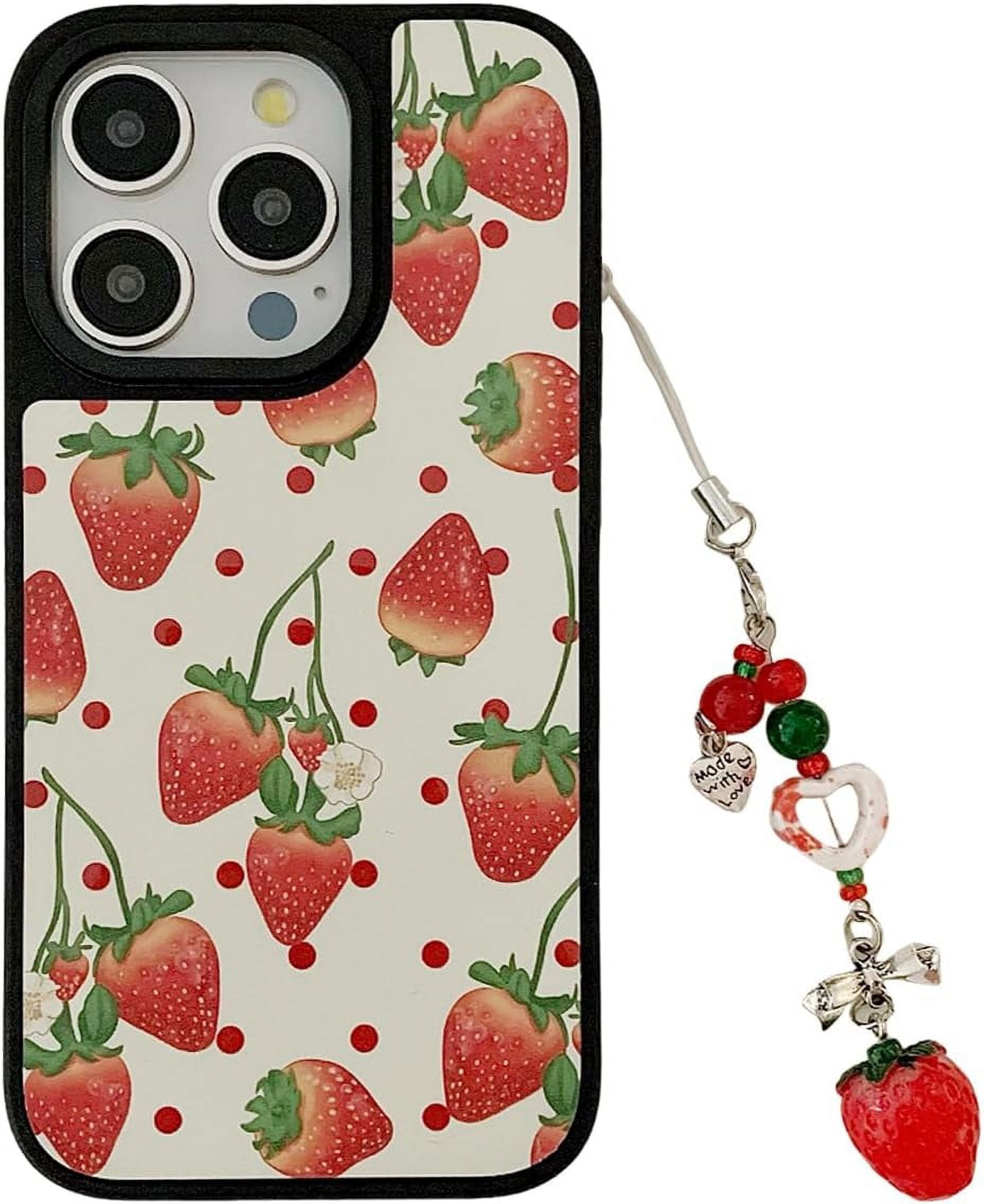Cute Strawberry Matte Phone Case with Charm for iPhone 14 Pro Max,Trendy  Stylish Red Polka Dots Fruit Print Glossy Protective Girls Women Gift Cover+Chain(i14promax  6.7") - Walmart.com