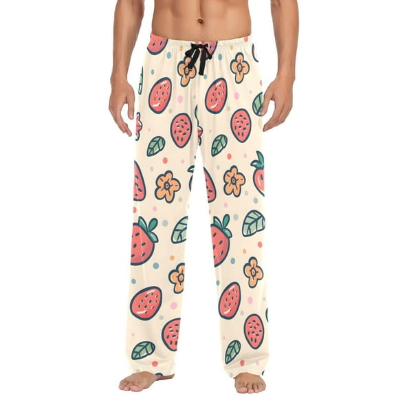 Cute Strawberry Men's Pajama Pants Cotton Long Sleepwear Lounge Pants XL