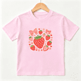 thumbnail image 1 of Cute Strawberry Patch Girls Graphic Tee, Kawaii Berry Bow Summer 100% Cotton Kids Short Sleeve T-Shirt, 1 of 5
