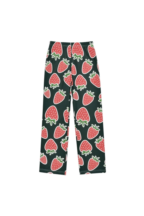 Cute Strawberry Pattern Pajama Pants Soft Lightweight Lounge Pants Bottoms Sleep Pants Warm Comfy