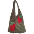thumbnail image 1 of Cute Strawberry Pattern Tote Bag Crochet Tote Bag Shoulder Bag Handbags Knitting Bag Aesthetic Handmade Weaving, 1 of 6