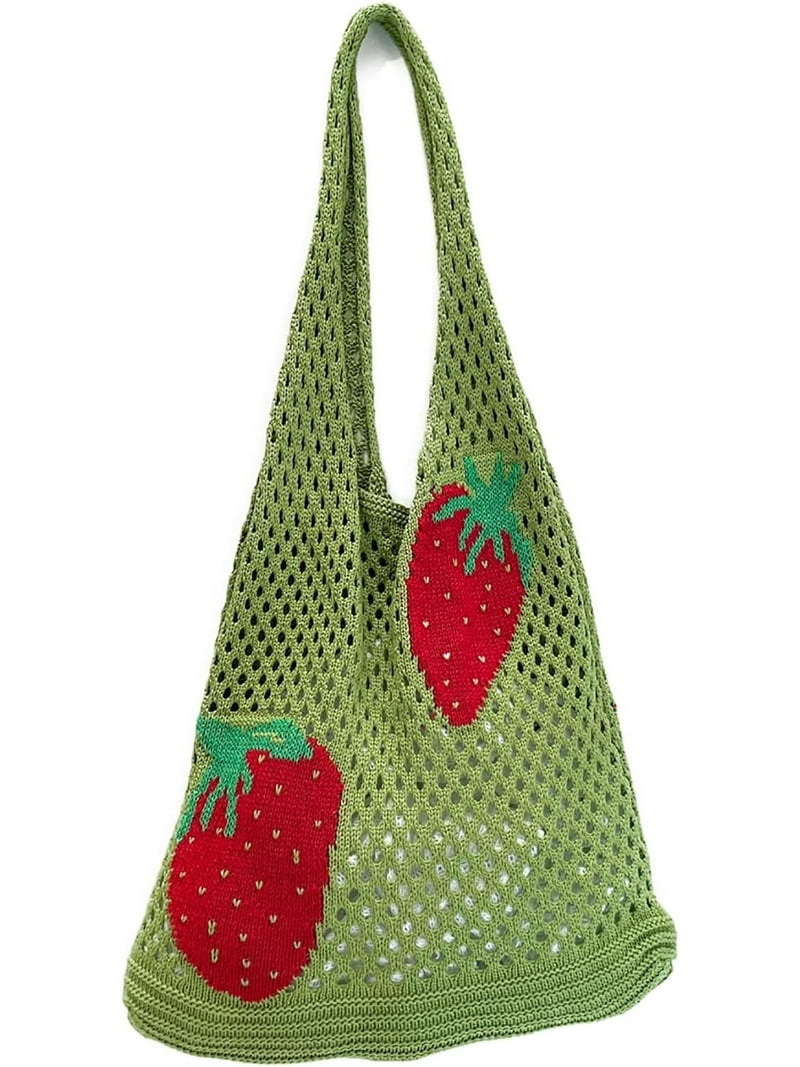 Cute Strawberry Pattern Tote Bag Crochet Tote Bag Shoulder
