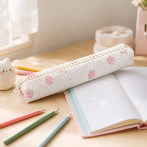 Cute Strawberry Pencil Pouch Makeup Brush Bags For Teenagers Home Office Organizer Travel Cosmetic Stationery Case