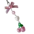 thumbnail image 1 of Cute Strawberry Pendant Keychain Delicate Bowknot Bead Keyring Backpack Charm Ornament Sweet Keyholder, 1 of 9