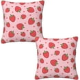 thumbnail image 1 of Cute Strawberry Pink Throw Pillow Covers 18 X 18 Inch Set of 2 Spring Summer Decorative Pillow Cases Cushion Covers for Sofa Couch Car Bedroom Home Decor, 1 of 5