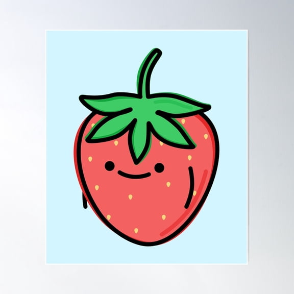Cute Strawberry Poster Wall Art, Modern Wall Decor For Living Room Bedroom, 12x18 UNFRAMED