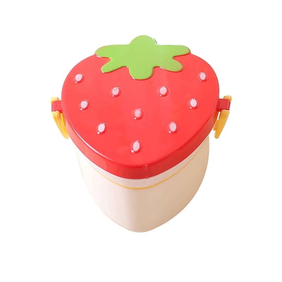Cute Strawberry Shape Bento Box, 2 Layer Food Grade Large Capacity Lunch Container with Fork Spoon, Fruit Storage Bento Box for Office