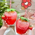 thumbnail image 1 of Cute Strawberry Shaped Water Bottle with Straw | Portable Kawaii Plastic Cup for Cold Drinks | Leak-Proof Student Milk Tea Tumbler, 1 of 5