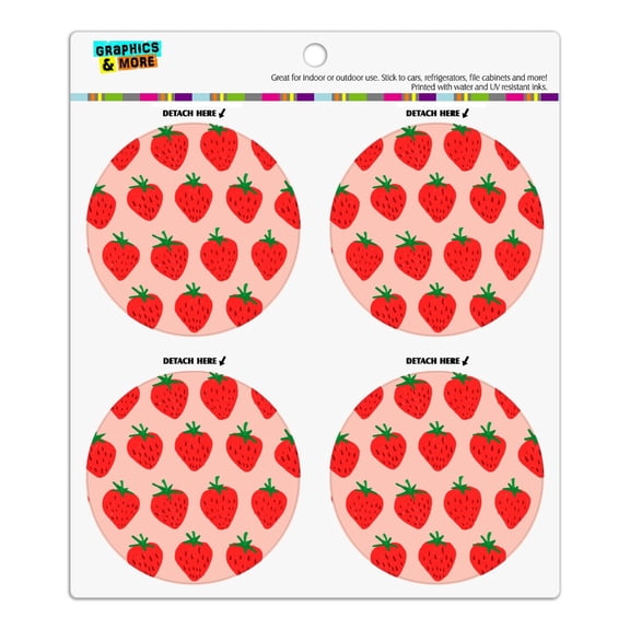 Cute Strawberry Strawberries Pattern Sketchy Refrigerator Fridge Locker Vinyl Circle Magnet Set