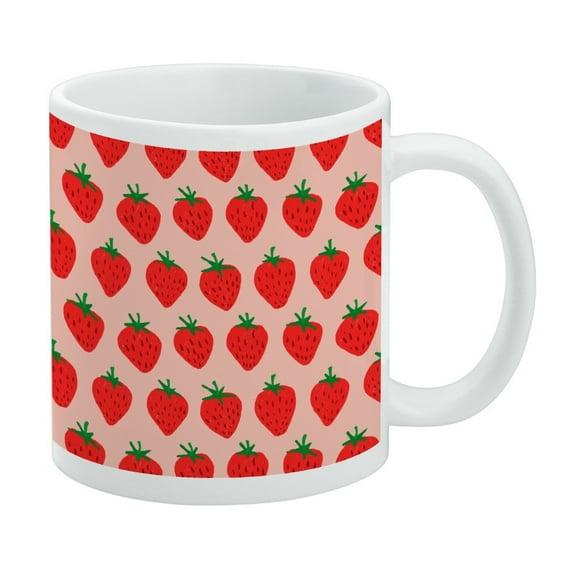Cute Strawberry Strawberries Pattern Sketchy White Mug
