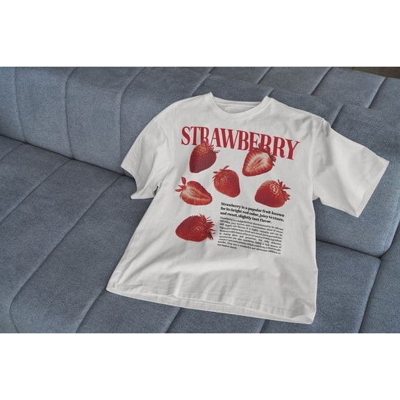Cute Strawberry T-Shirt, Cottagecore Aesthetic Tee, Harajuku Style Fruit Top, Indie Soft Girl Fashion, Y2K Vintage Shirt, Tropical Apparel TH220558