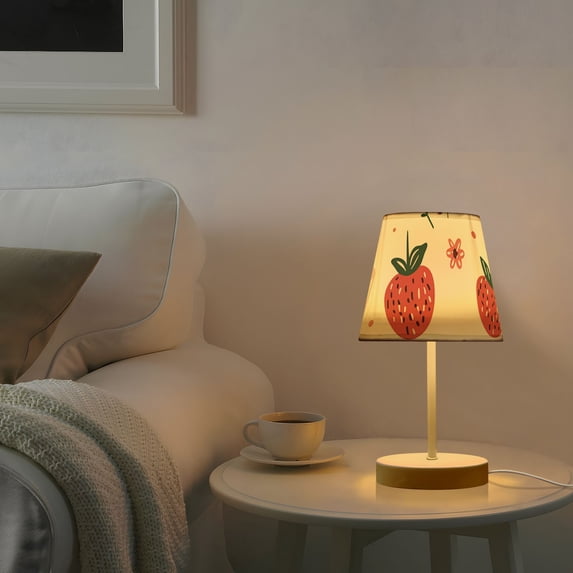 Cute Strawberry Tea Desk Lamp 3 Color Modes LED Table Lamp Nightstand Reading Light for Bedroom Living Room