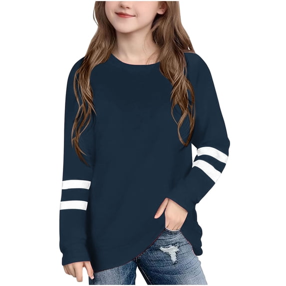 Cute Striped Casual T Shirt for Kids Girl Boy Summer Fall Long Sleeve Crewneck Spandex Print Tops Shirt Kid 2026 Clothes Y2K 13 Years