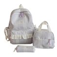 thumbnail image 1 of Cute Striped Lace Backpack 3 Piece Set Lightweight Large Capacity Student School Bag for, 1 of 7