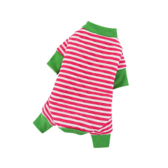 Cute Striped Pet Pajamas, Soft Cotton Jumpsuit for Dogs & Cats - Cozy 4-Leg Overall for Sleep, Play, and Indoor Comfort
