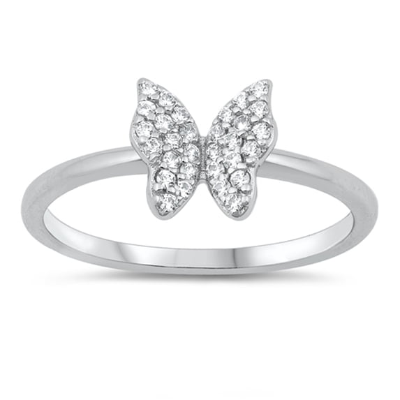 Cute Studded Butterfly Animal Ring .925 Sterling Silver Band Jewelry Female Male Unisex Size 9