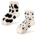 thumbnail image 1 of Cute Stuff Cow Print Socks For Women Fuzzy Winter Fluffy Lazy Sleeper Socks Warm Thick Cozy Trendy Cow Plush Mid-Calf Socks Cow Themed Halloween Christmas Birthday Gifts for women teen girls, 1 of 9