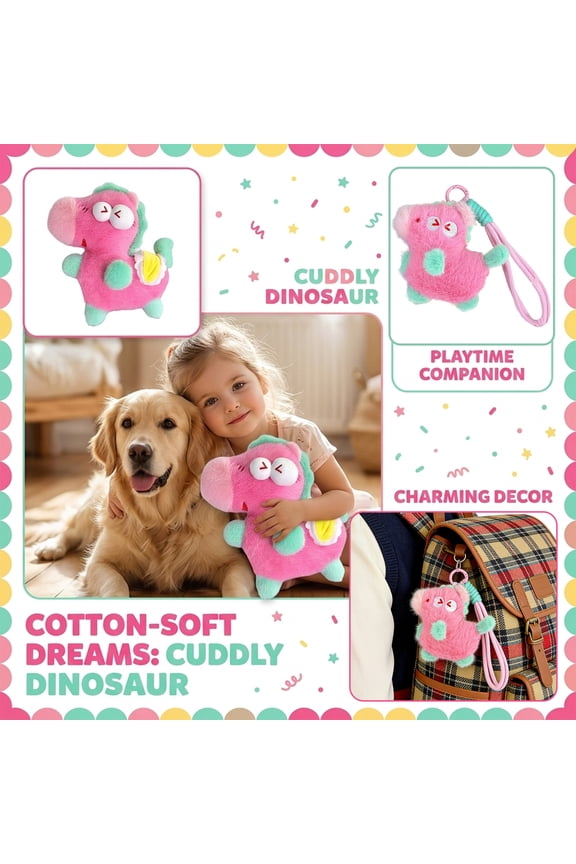 Cute Stuffed Animal, Green Stuffed Animal, 9 In, Horse Stuffed Animal, Stuffed Animal Eyes, Cozy Cuddling, Bedroom Decor, Pink Plush Body, Goofy Styling, 1 Pc