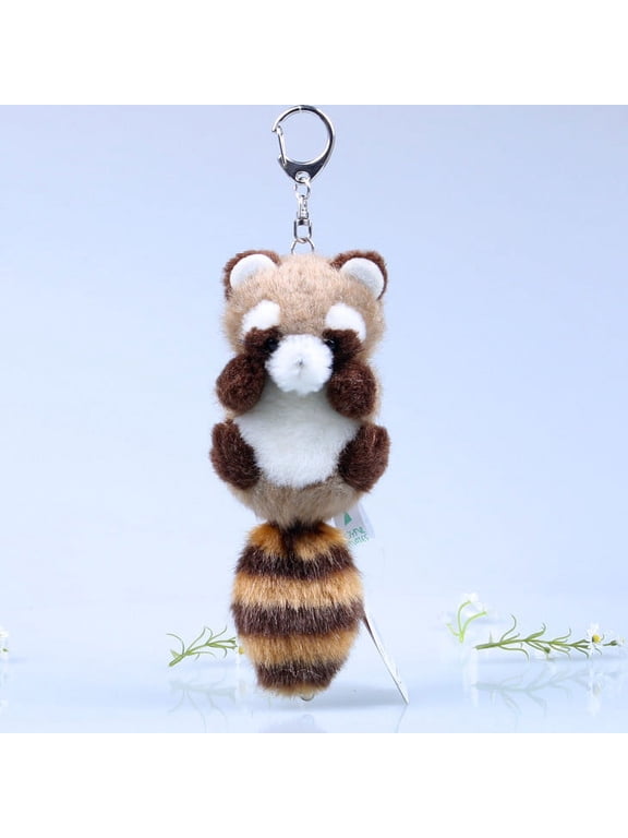 Cute Stuffed Animal Raccoon Plush Animal Keychain, Fashion Accessory Backpack Clips, Kindergarten Gift, Handbag Pendant