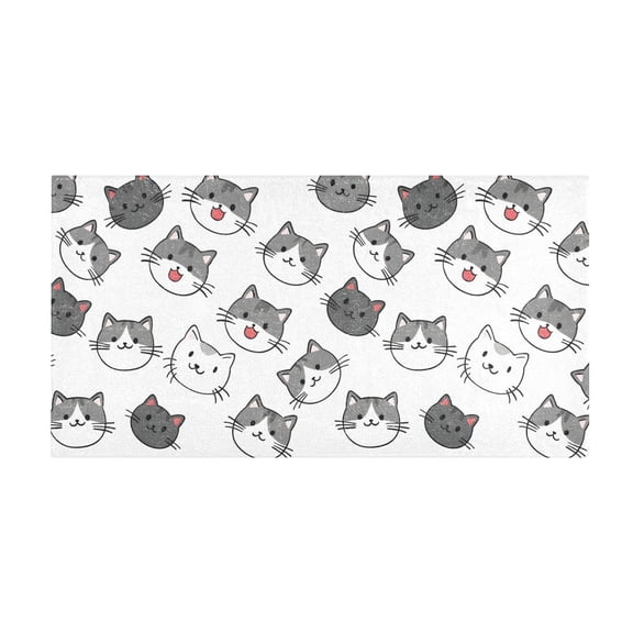 Cute Style Cat Bath Mat 39x20 Inch Soft Absorbent Non-Slip Plush Bathroom Rug for Floor