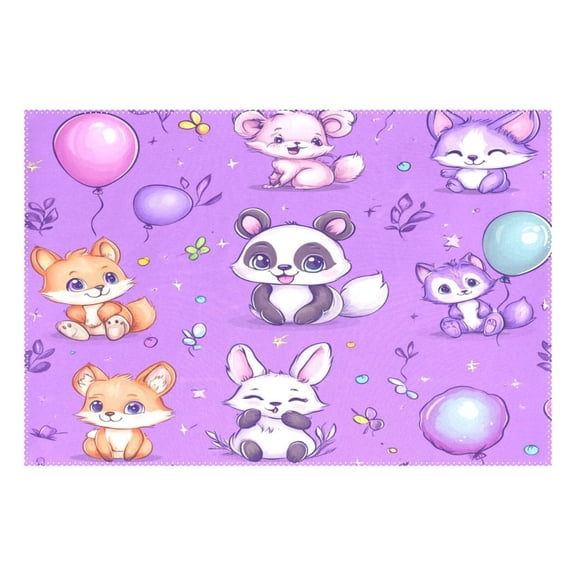 Cute Stylized Pandas Pattern 12x18in Heat-Resistant Non-Slip Place Mat, Durable and Wrinkle-Resistant
