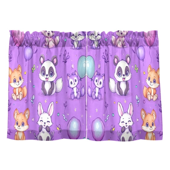Cute Stylized Pandas Pattern Kitchen Curtains Tier Set 27x24 Inch 2 Panels Semi Sheer Light Filtering Privacy UV Protection