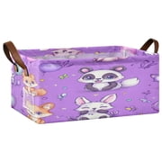 Cute Stylized Pandas Pattern Open Home Storage Bins Foldable Metal Frame Shelf Baskets 16.9x11.4x7.7in Water-Resistant