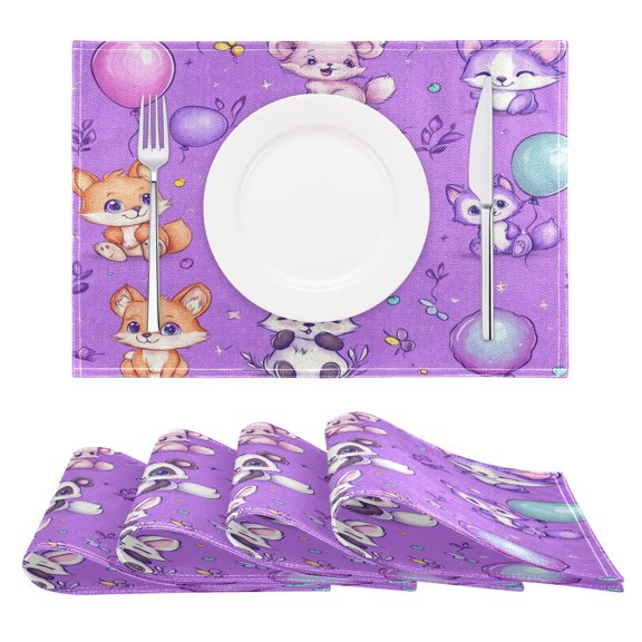 Cute Stylized Pandas Pattern Reversible Placemat Non Slip Coffee Mat 18x12 Inch for Dining, Kitchen, Coffee