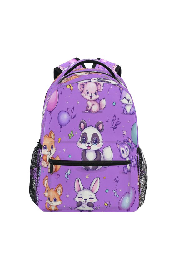 Cute Stylized Pandas Pattern Stylish Large Backpack 15L Self-Standing Durable Twill for School, Office and Travel Use