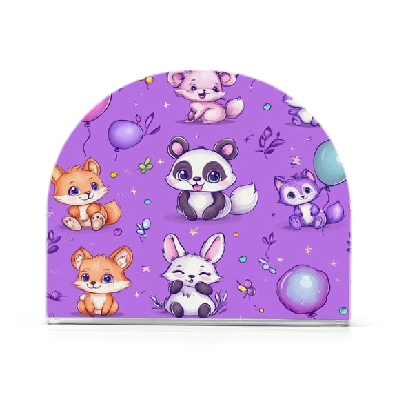 Cute Stylized Pandas Pattern Thick U Shape Acrylic Napkin Holder Non Slip Space Saving for Kitchen