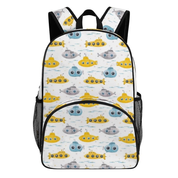 Cute Submarine Pattern Background Backpack Travel Laptop Casual College Daypack Back to Bag
